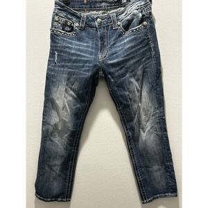 Miss Me Boyfriend  Capri Jeans Womens 27 Bling Studded Pockets Distressed Style